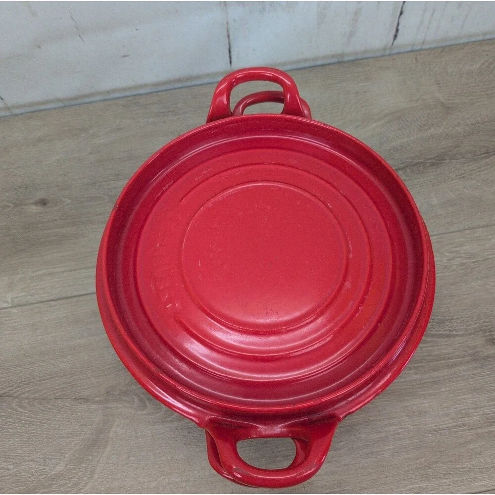 Le Creuset Doufeu Enamel Cast Iron Dutch Oven W/ Lid Red #24 4.5QT France